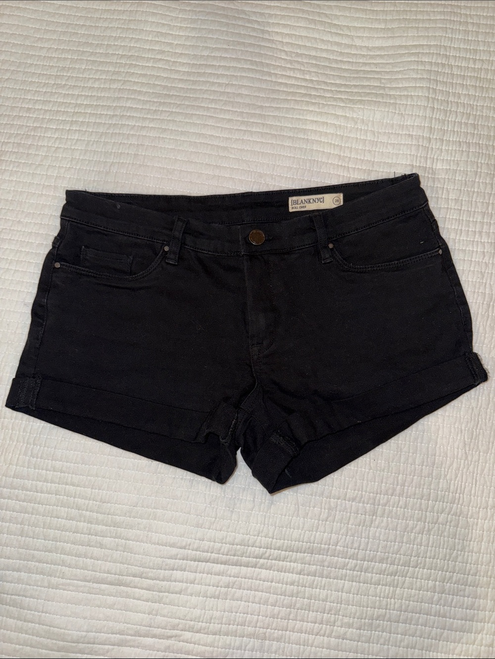 Blank NYC Black Cuffed Denim Shorts